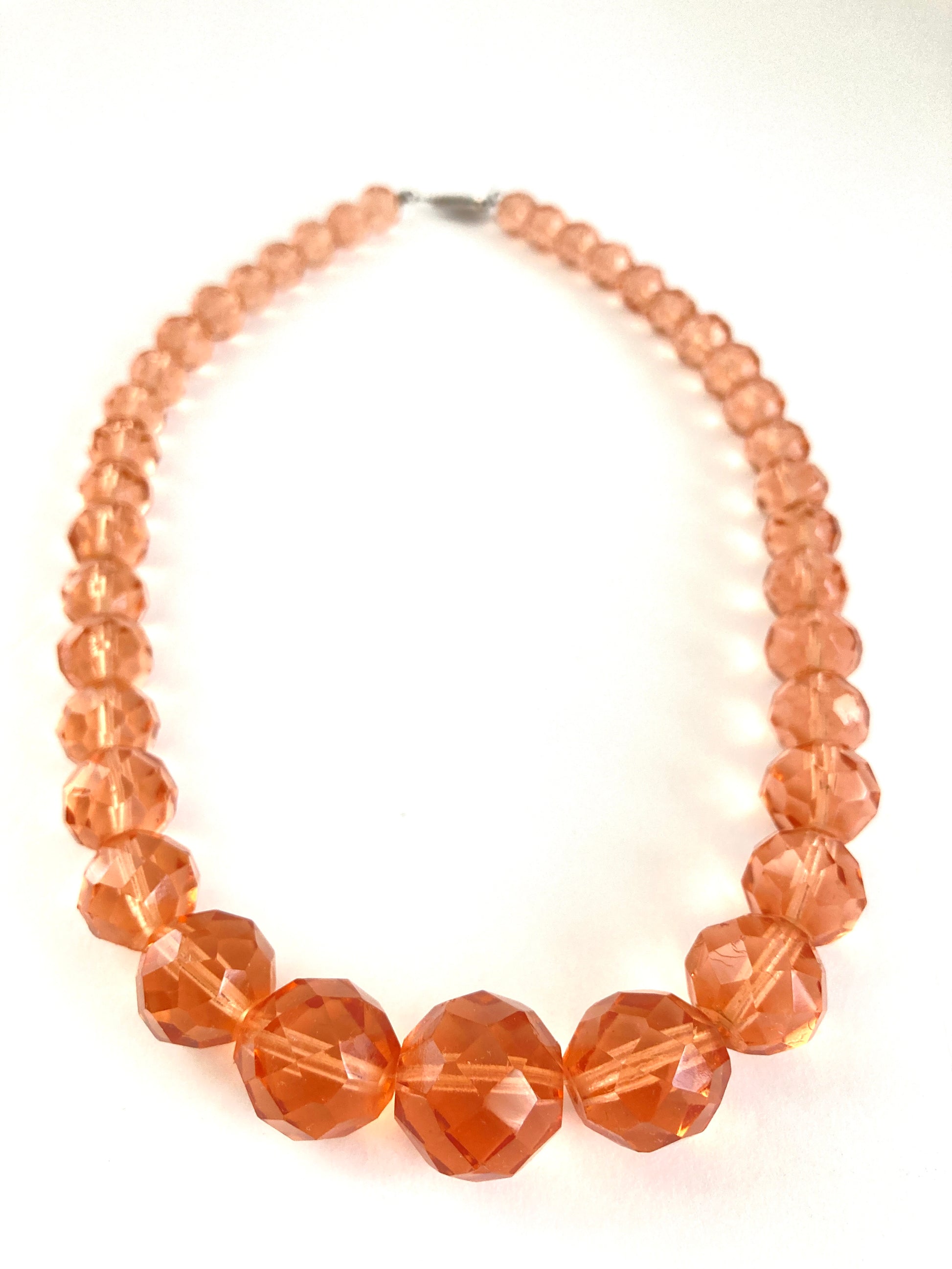 Peach Faceted Czech Glass Necklace