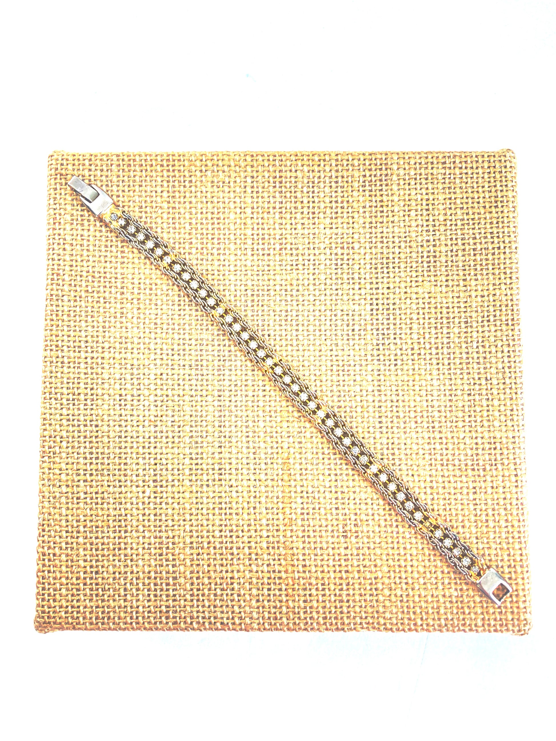 Double Gold Tone Rope Chain Rhinestone Tennis Bracelet