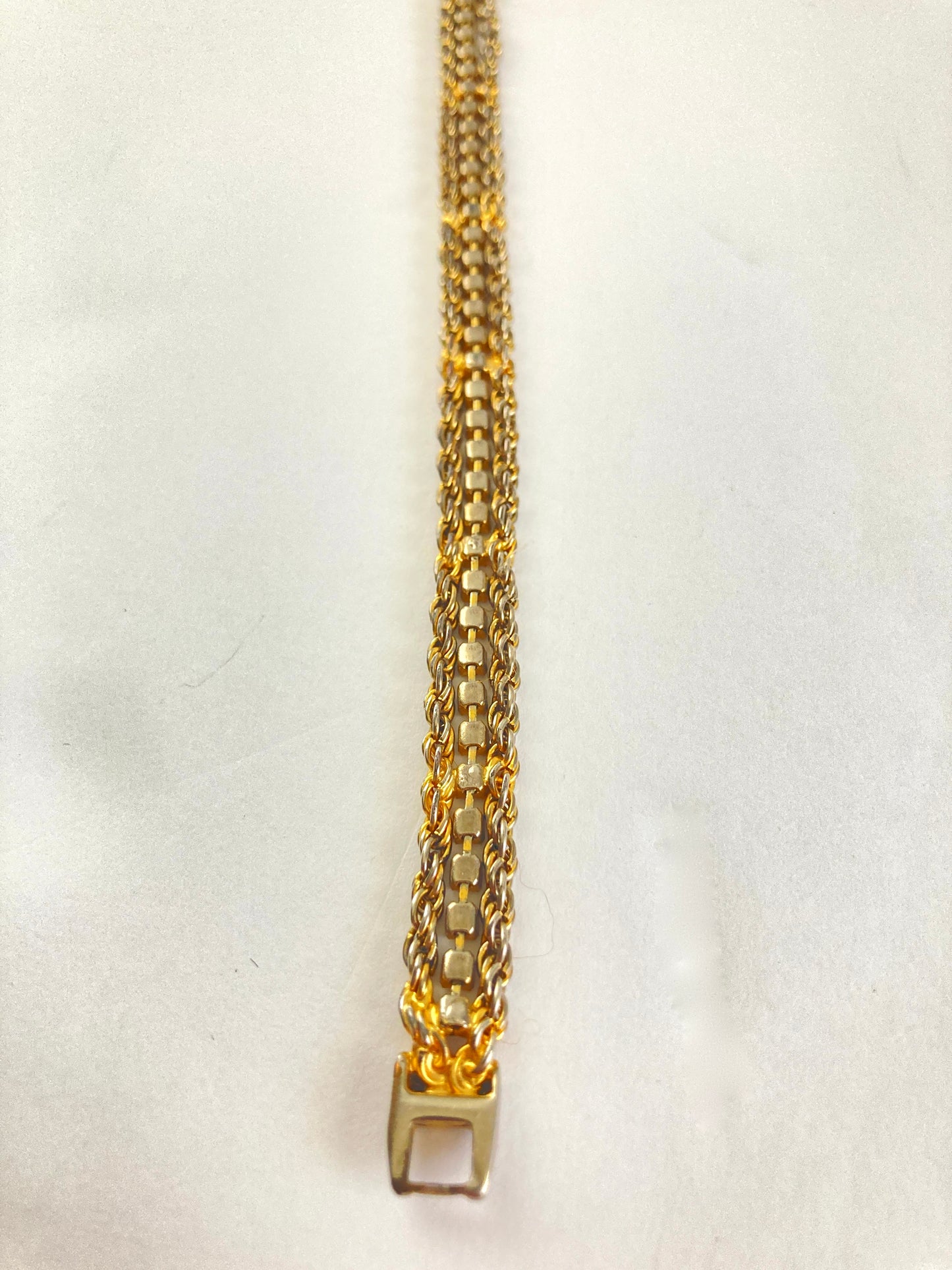 Double Gold Tone Rope Chain Rhinestone Tennis Bracelet