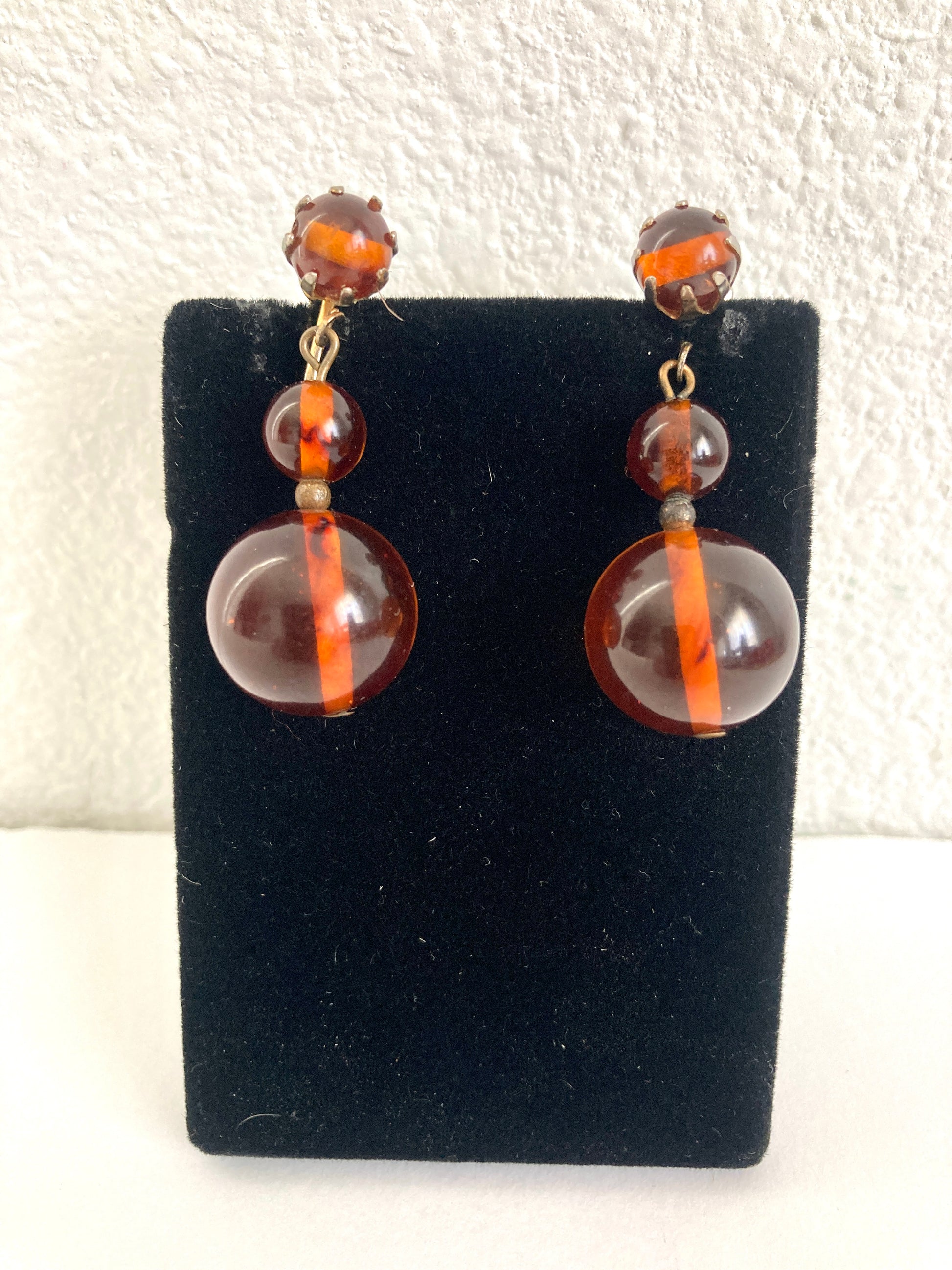 Root Beer Bakelite Dangle Earrings