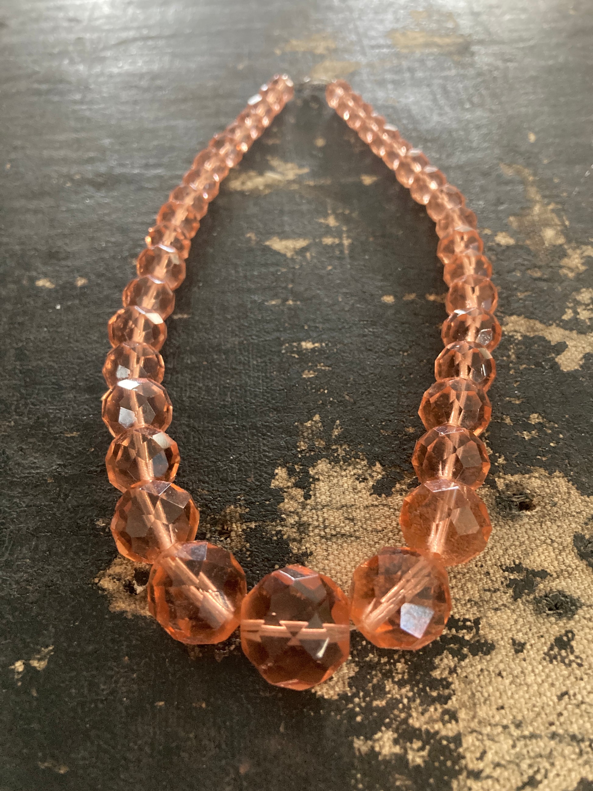 Peach Faceted Czech Glass Necklace