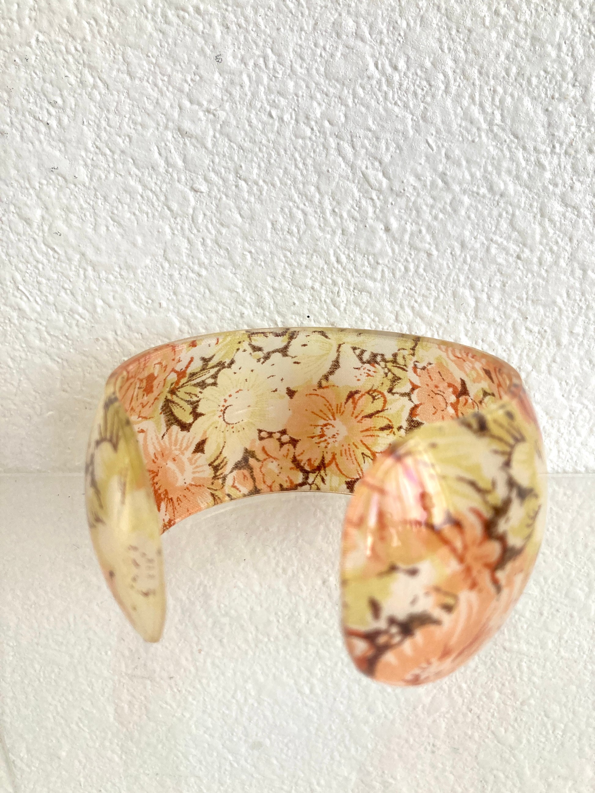 Lucite Floral Cuff Bracelet