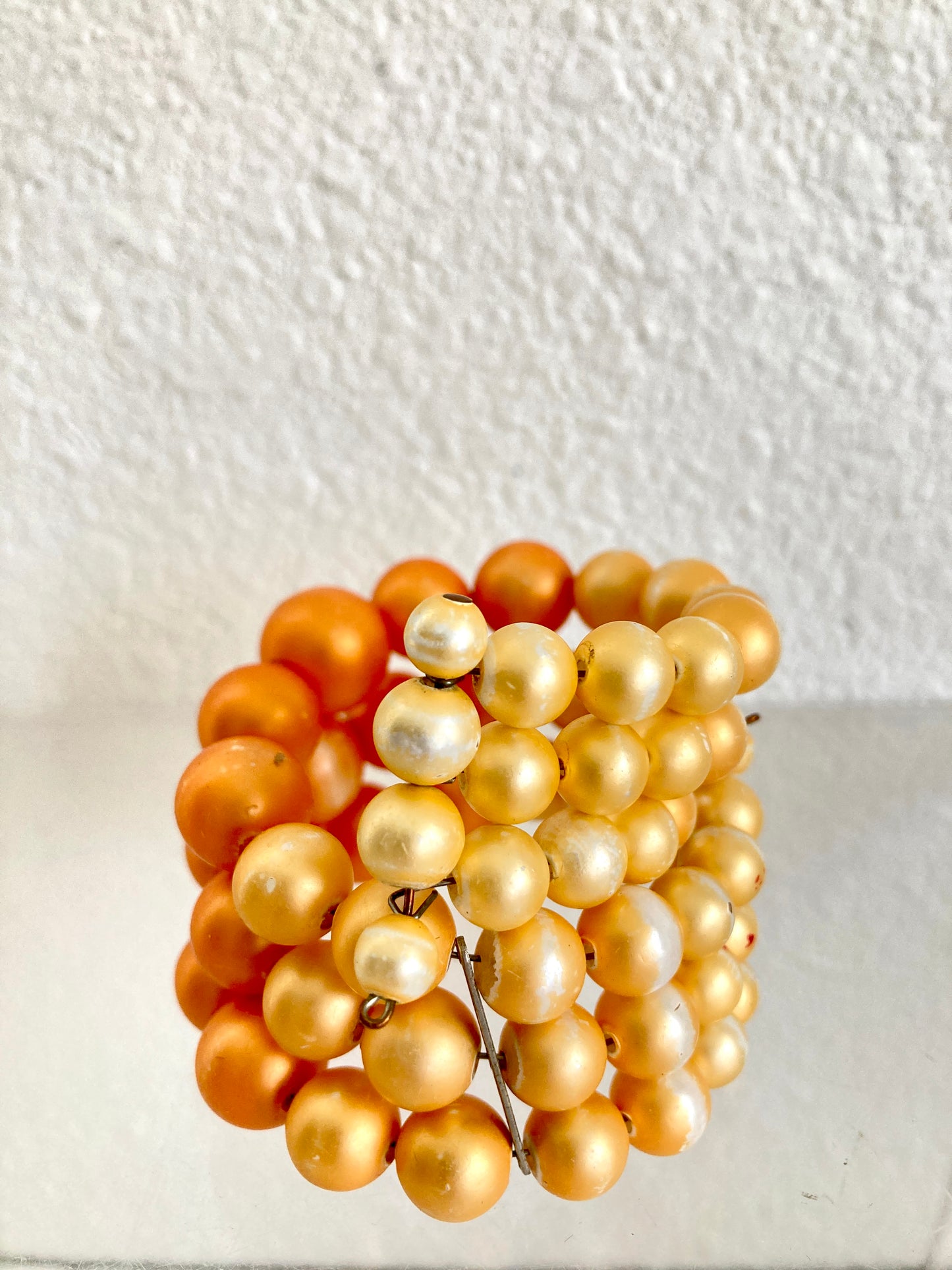 Peach Memory Wire Beaded Bracelet