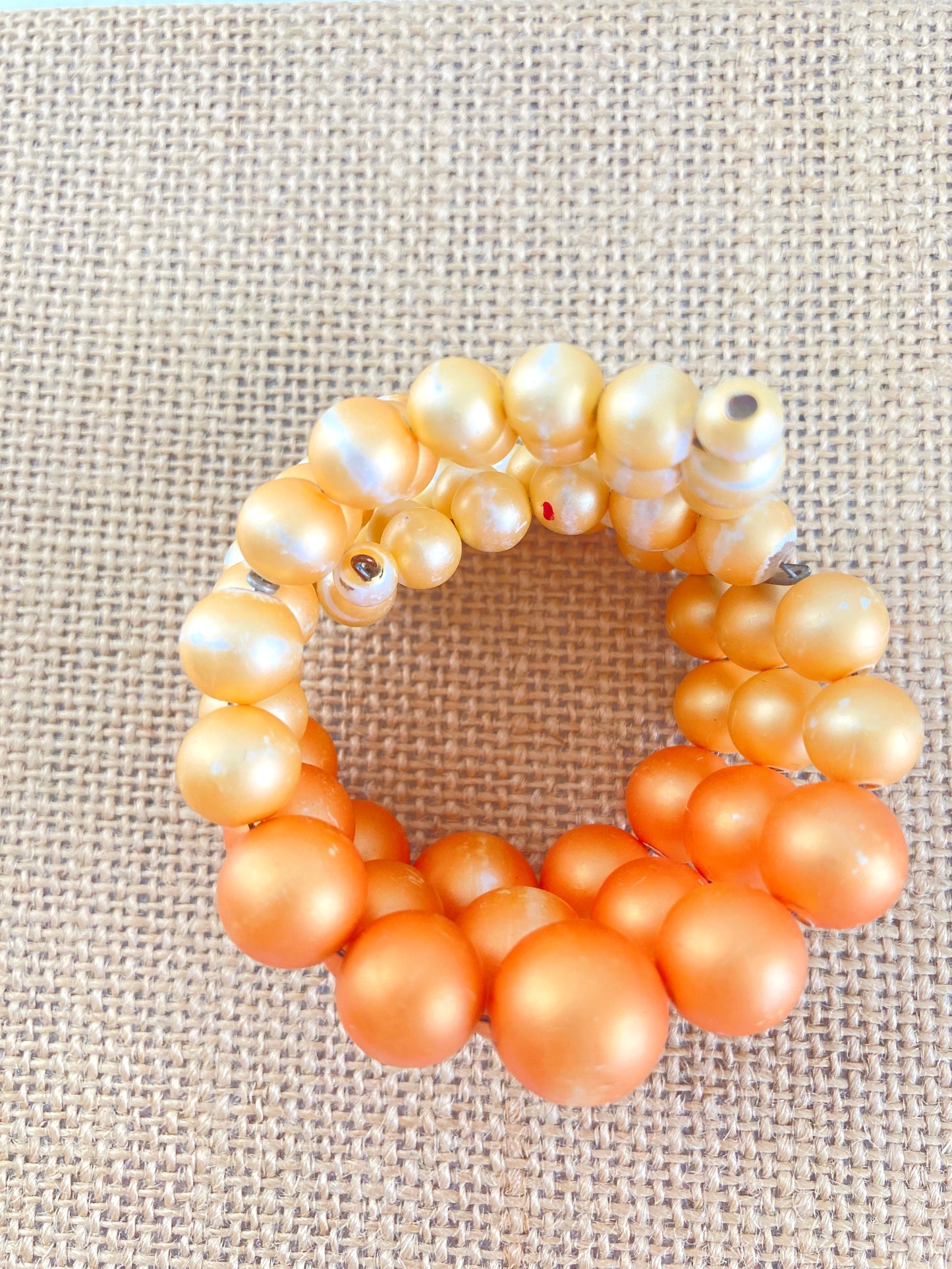 Peach Memory Wire Beaded Bracelet