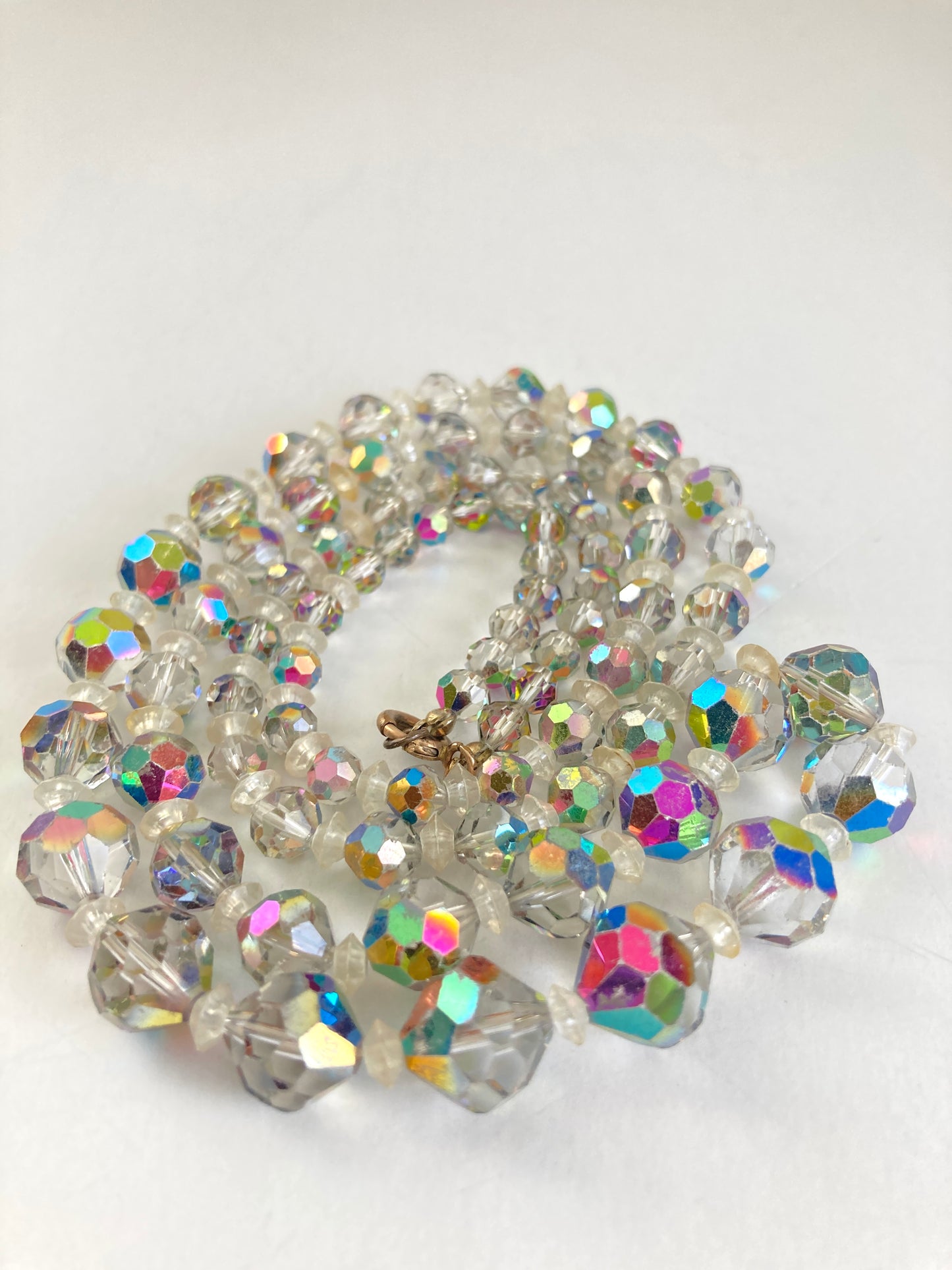 Rainbow Aurora Borealis Crystal Necklace 32"