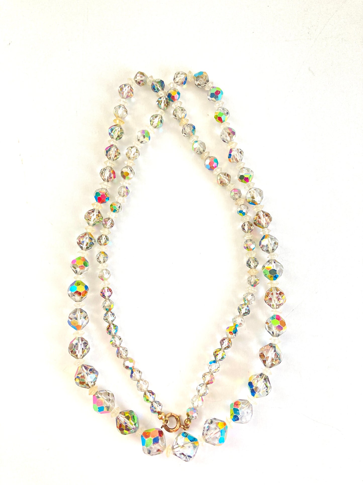 Rainbow Aurora Borealis Crystal Necklace 32"