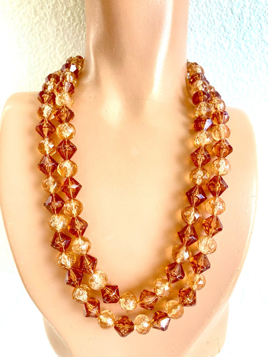Double Strand Brown & Beige Beaded Necklace Hong Kong