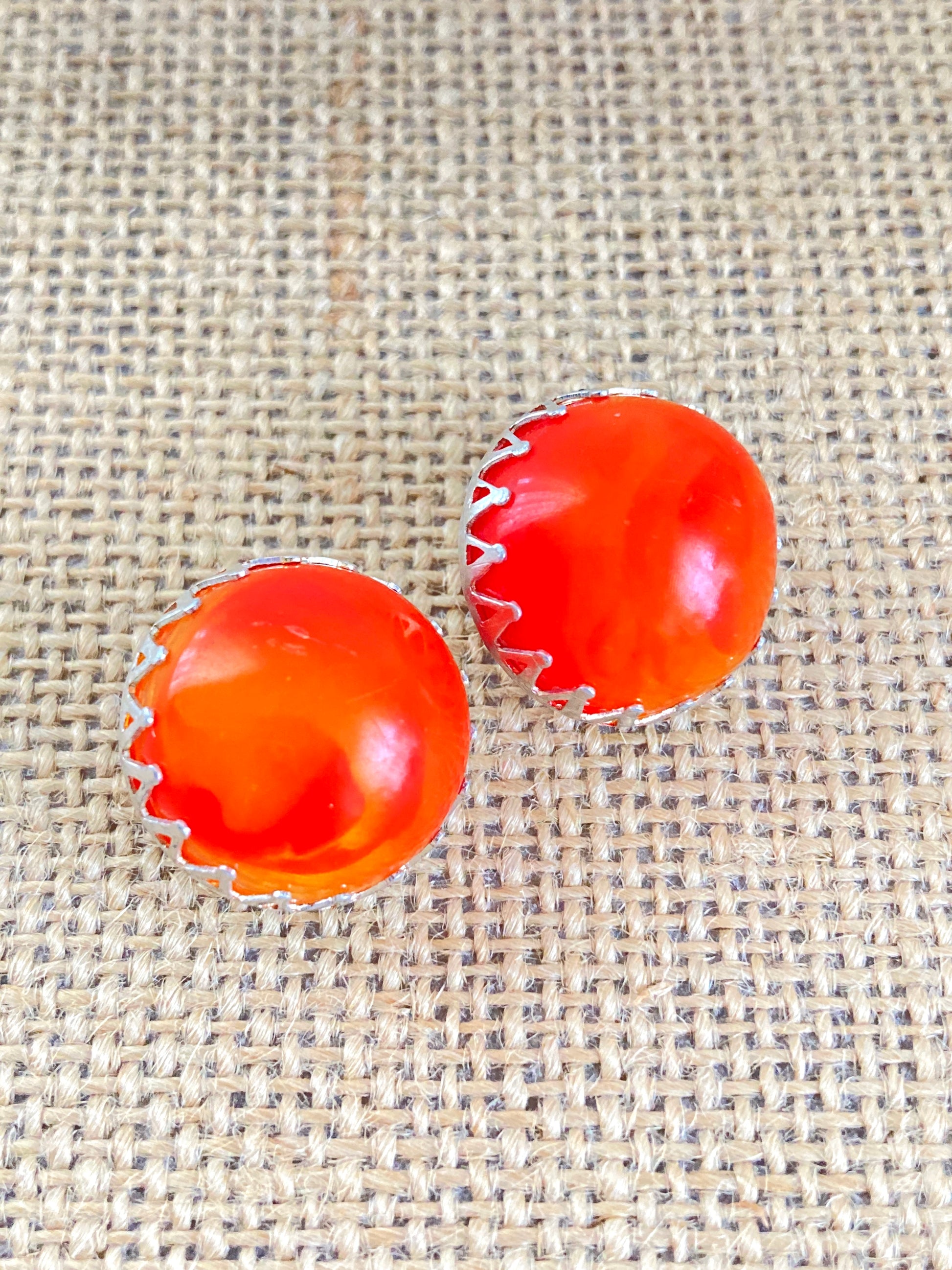 Swirled Orange Dome Earrings Hong Kong