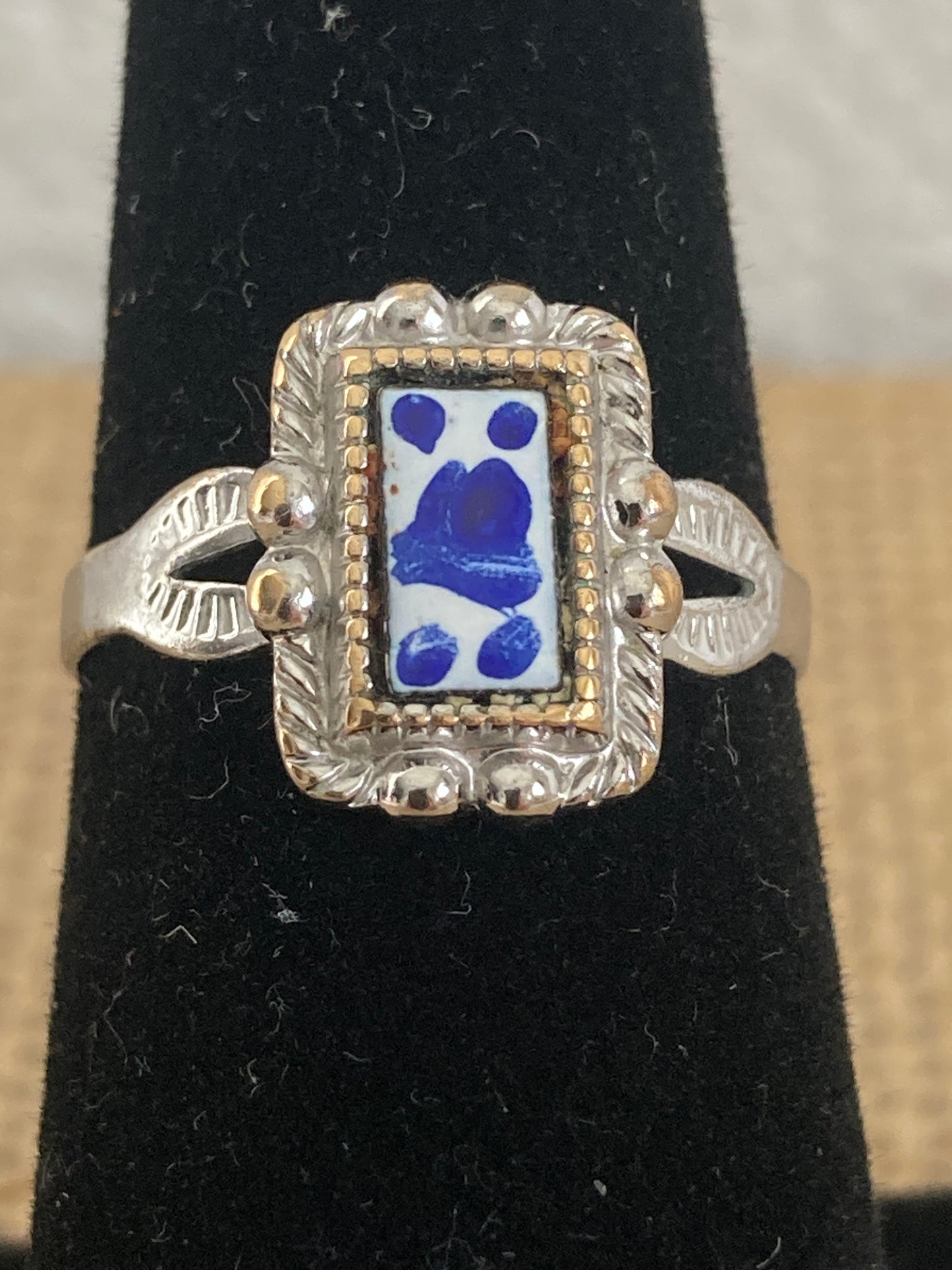 Blue and White Enamel Park Lane Ring