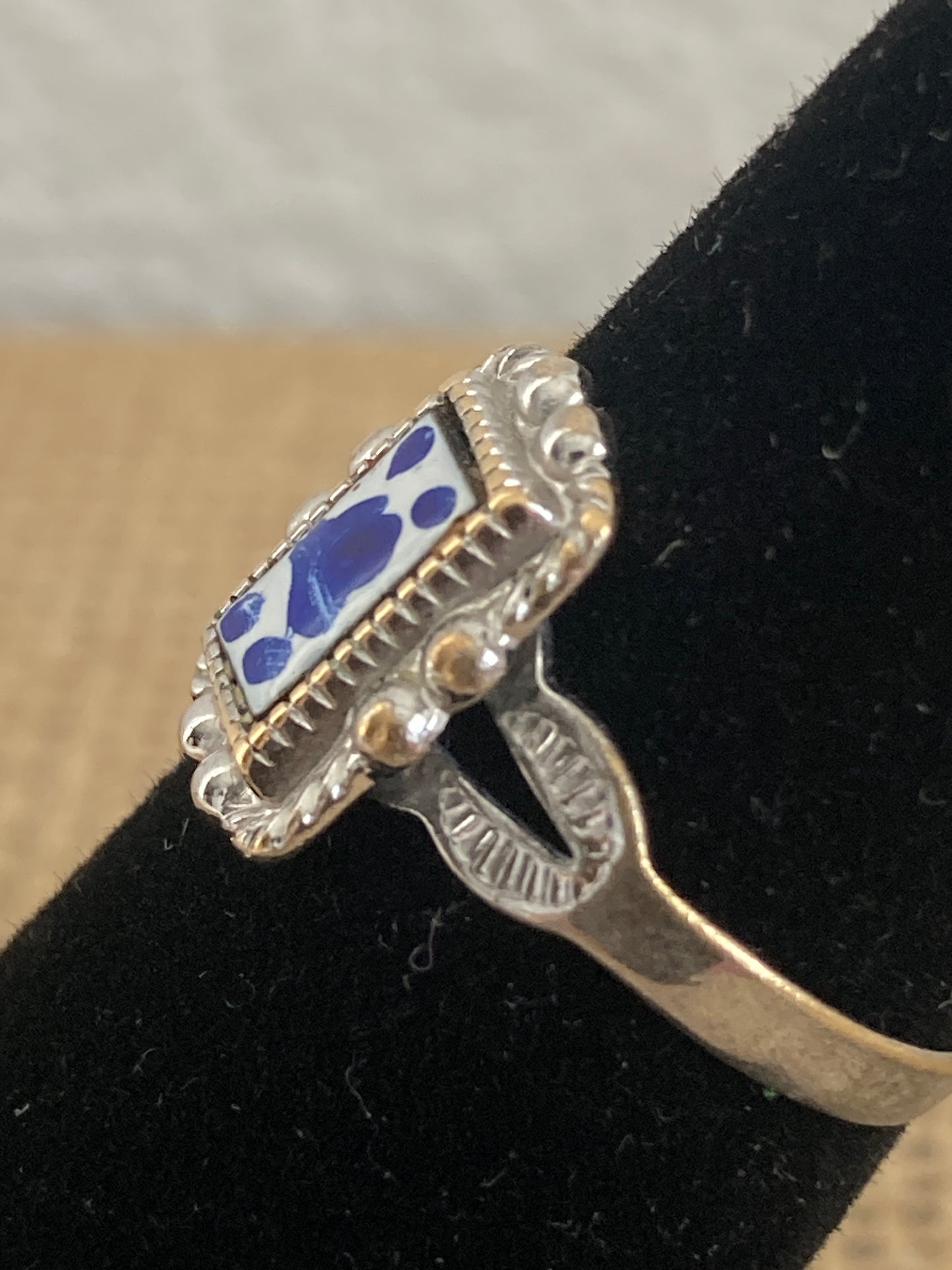 Blue and White Enamel Park Lane Ring