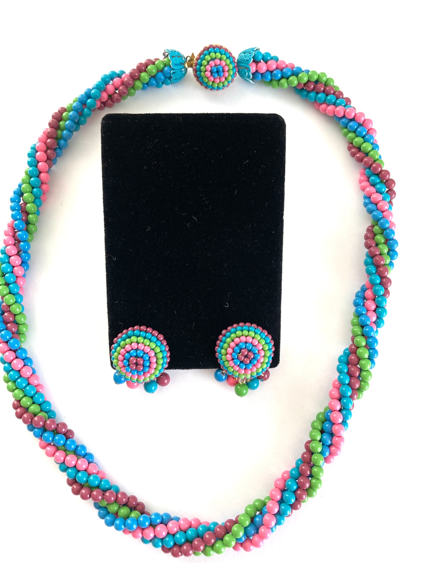 Japan Multi Strand Colorful Necklace and Earrings Set