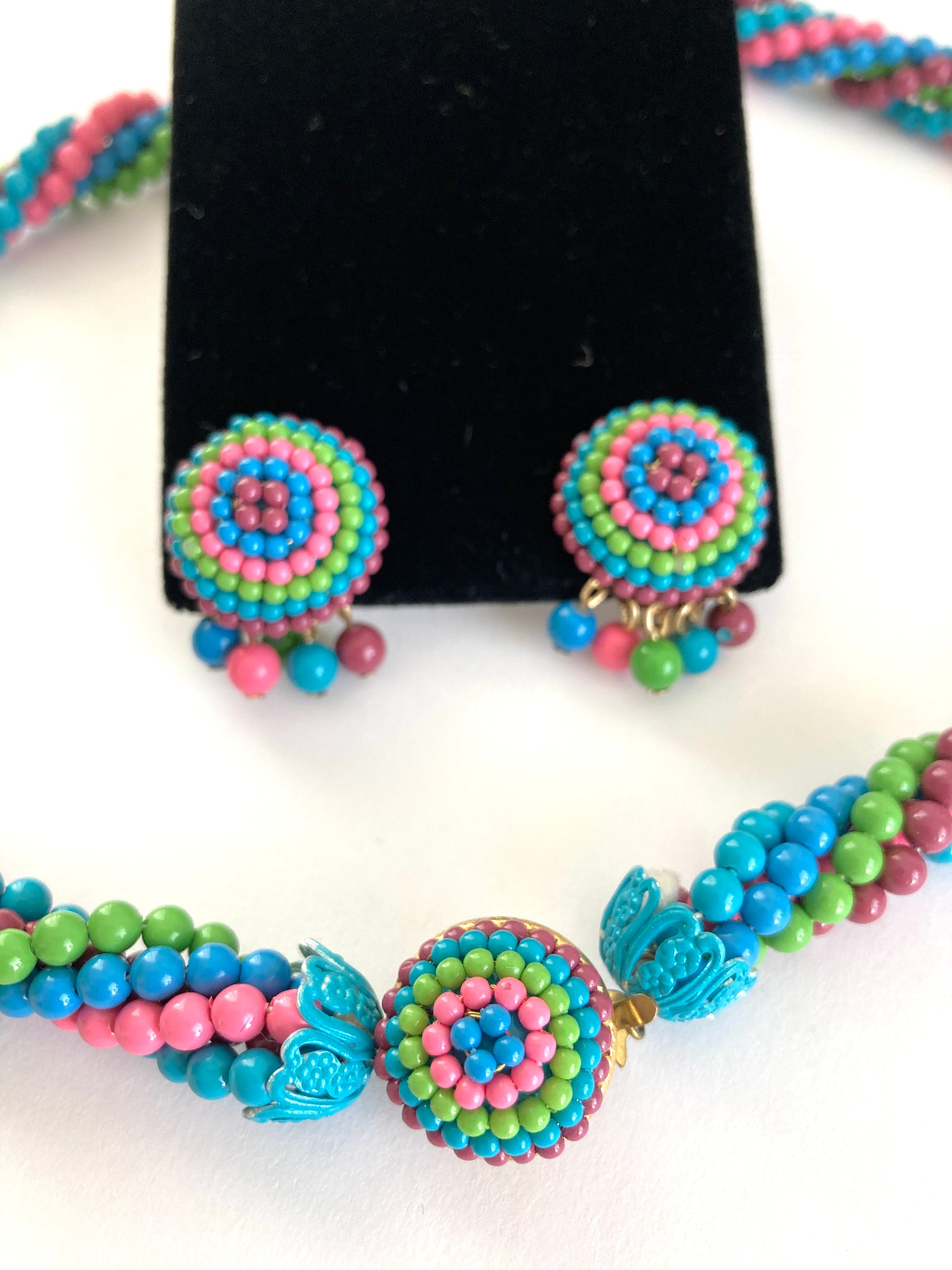 Japan Multi Strand Colorful Necklace and Earrings Set