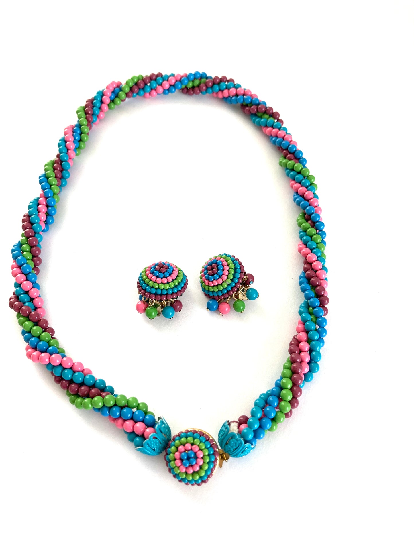 Japan Multi Strand Colorful Necklace and Earrings Set