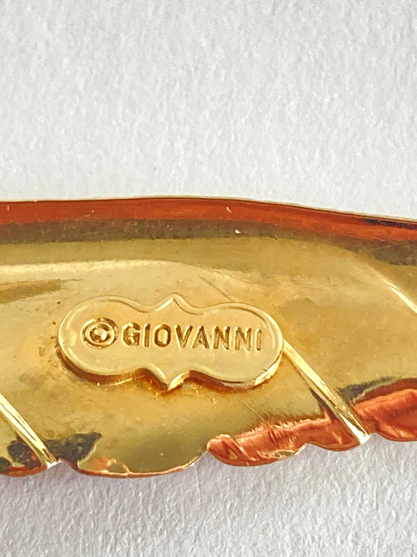 Gold Plated Long Leaf Brooch by Giovanni