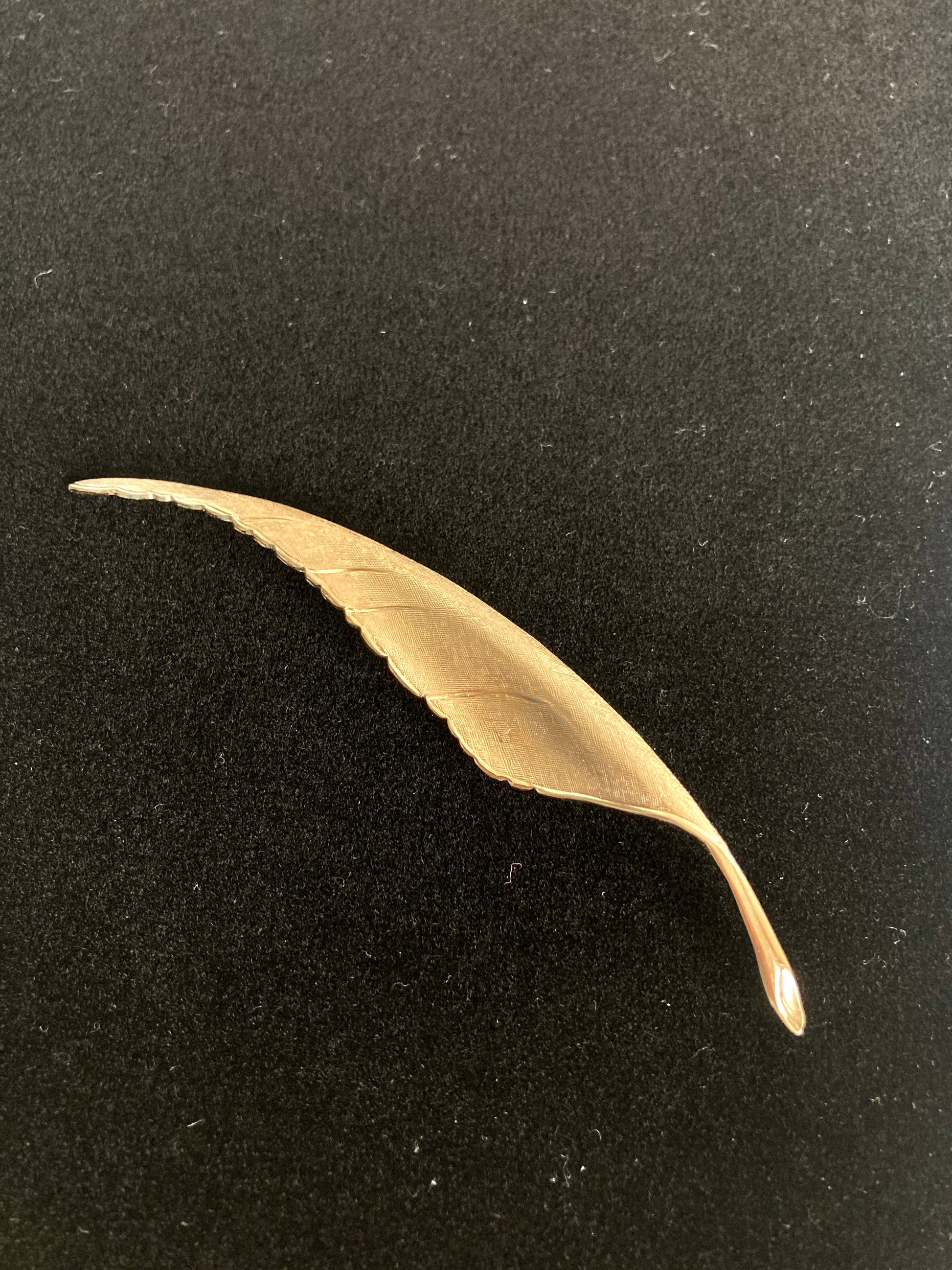 Gold Plated Long Leaf Brooch by Giovanni