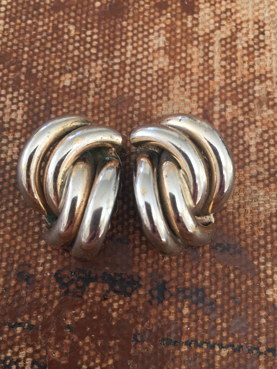 Silver Modern Love Knot Earrings