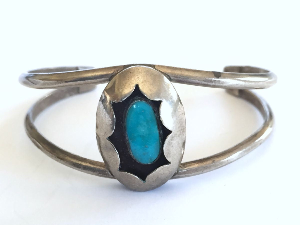 Native American Style Silver and Turquoise Bracelet