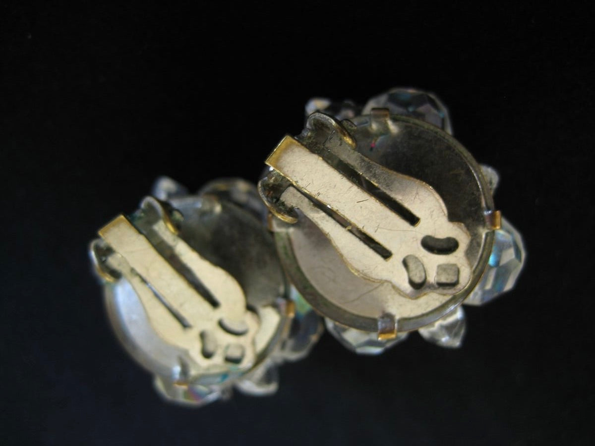 Vintage AB Crystal Cluster Earrings