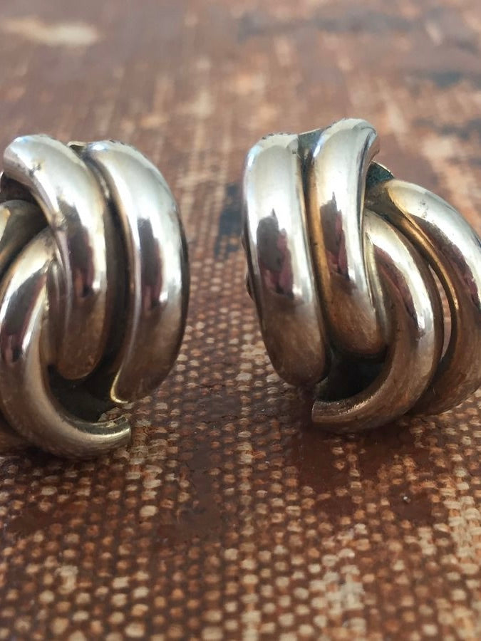 Silver Modern Love Knot Earrings