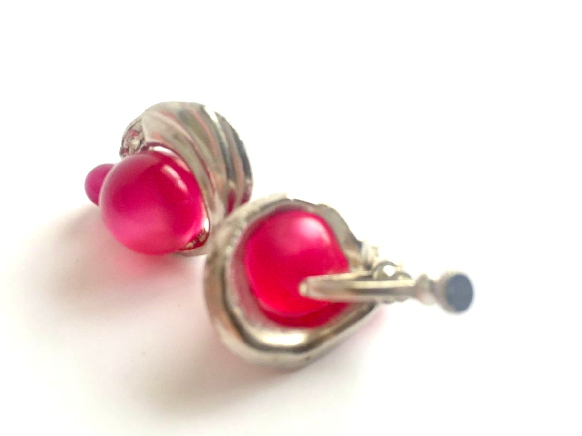 Vintage Raspberry Moonglow Earrings by Coro