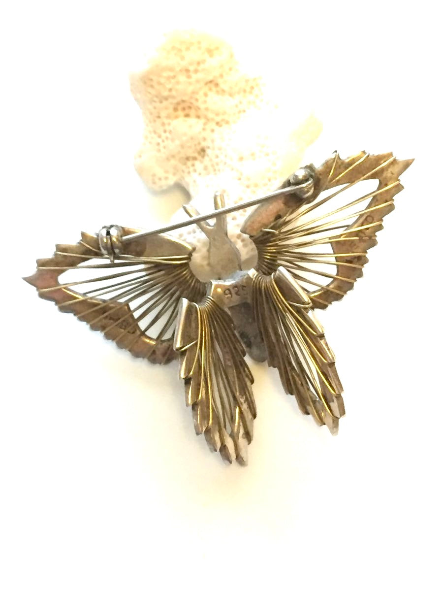 Sterling Silver Butterfly Brooch Signed