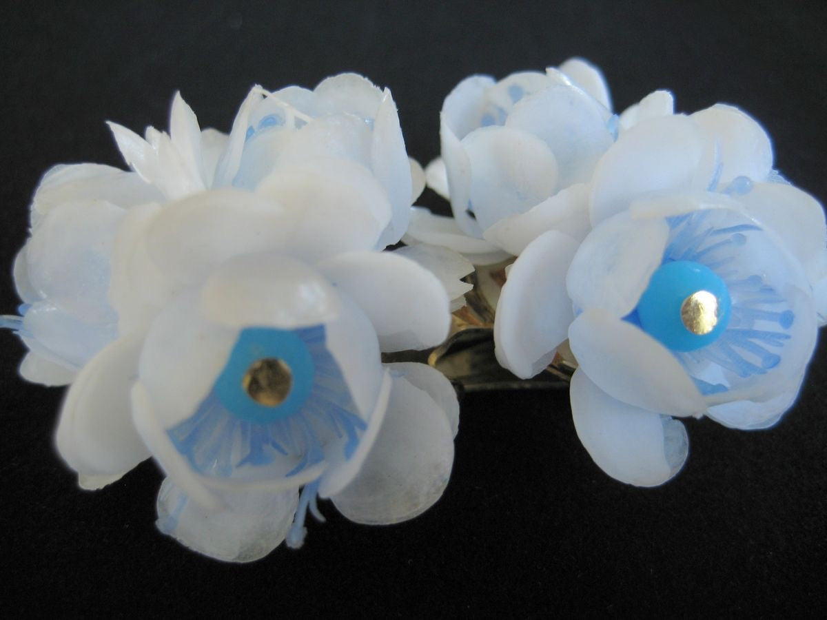Vintage Plastic Flower Earrings 1950s