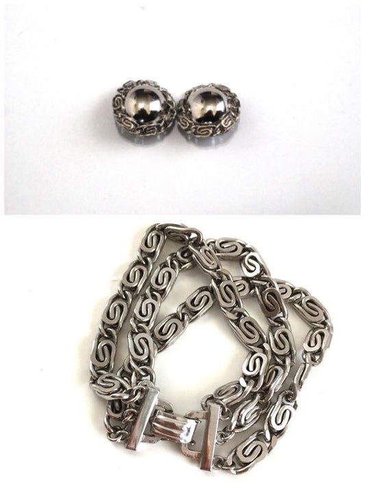 Silver Tone Barclay Three Strand Bracelet and Earrings Set 