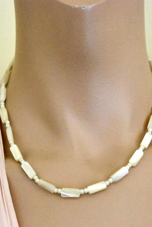 Stunning Mother of Pearl Choker Rectangle Shape Beads