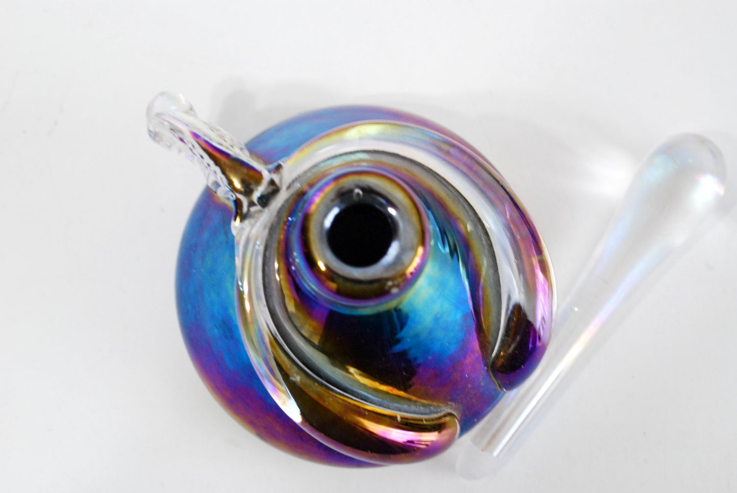 Purple Irridescent Art Glass Perfume Bottle